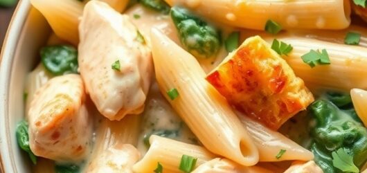 Creamy Chicken and Spinach Penne Pasta