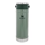 Stanley Travel Mug French Press 16oz with Double Vacuum Insulation, Stainless Steel Coffee Mug, Dishwasher Safe, Hammertone Green,1 Count