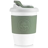 Mr.Cuppie 12oz Reusable Coffee Cups with Lids,Dishwasher and Microwave Friendly Cup, Travel Coffee Mug Silicone Sleeve,Portable To Go Coffee Mug (Capulet Olive)