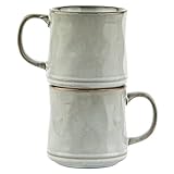 KooK Glazed Coffee Mugs, Ceramic, Microwave & Dishwasher Safe, 13 oz, Java/Slate, Set of 2
