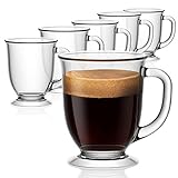 Vivimee Large Glass Coffee Mugs, Clear, Set of 6, 15 Oz With Handles for Hot Beverages, Clear Mugs for Tea, Cappuccino, Latte, Espresso Coffee, Juice, Coffee Cups