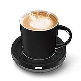 BESTINNKITS Smart Coffee Cup Warmer Set, Auto On/Off Gravity-Induction Mug Office Desk Use, Candle Wax Cup Warmer Heating Plate (Up to 131F/55C), 14oz