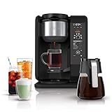 Ninja Hot and Cold Brewed System, Auto-iQ Tea and Coffee Maker with 6 Brew Sizes, 50 fluid ounces, 5 Brew Styles, Frother, Coffee & Tea Baskets with Glass Carafe (CP301),Black