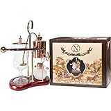 Nispira Belgium Royal Family Balance Syphon Coffee Maker Vacuum Brewing System | Vintage Classic Retro Luxury Exquisite Design | Smooth Great Aroma | Copper or Rose Gold Color | 500 ml