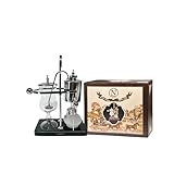 Nispira Belgium Royal Family Balance Syphon Coffee Maker Vacuum Brewing System | Vintage Classic Retro Luxury Exquisite Design | Smooth Great Aroma | Silver Color | 500 ml
