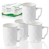 Coffee Mugs, 12 oz White Coffee Cups Set, Over 45% Bone Content Lightweight Porcelain Cups, Espresso Cups & Ceramic Tea Mug Set of 4