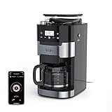 Atomi Smart Coffee Maker with Burr Grinder - 8 Grind Settings, 12-Cup Glass Carafe, Reusable Filter, Customization Features, Control with Voice or App, Works with Alexa and Google Assistant