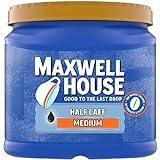 Maxwell House Half Caff Medium Roast Ground Coffee with 1/2 the Caffeine (25.6 oz Canister)