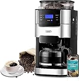 10-Cup Drip Coffee Maker, Grind and Brew Automatic Coffee Machine with Built-In Burr Coffee Grinder, Programmable Timer Mode and Keep Warm Plate, 1.5L Large Capacity Water Tank Coffee Serving Sets