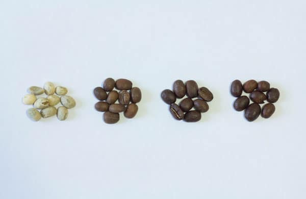Stages of coffee bean roasting